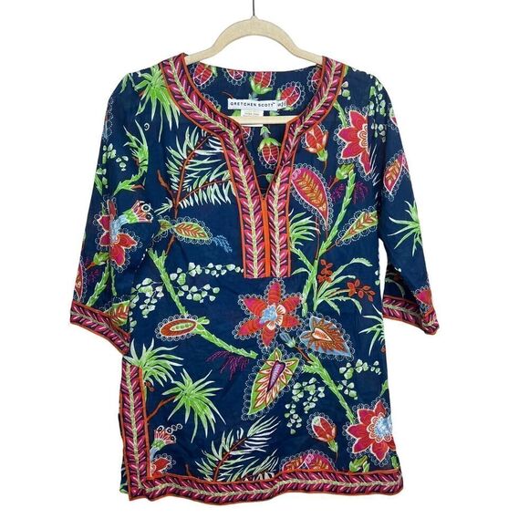 Gretchen Scott Designs Tropical Cotton Tunic Top Sz. S - Picture 1 of 4
